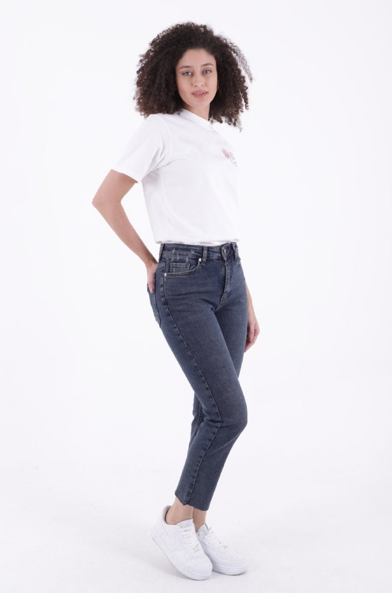 Dikişsiz Paça Mom Fit Kot Pantolon 764