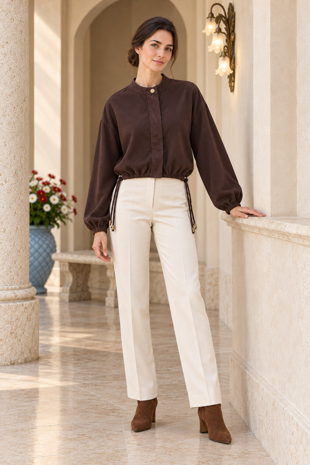 Beli Bağcıklı Crop Gömlek 6388
