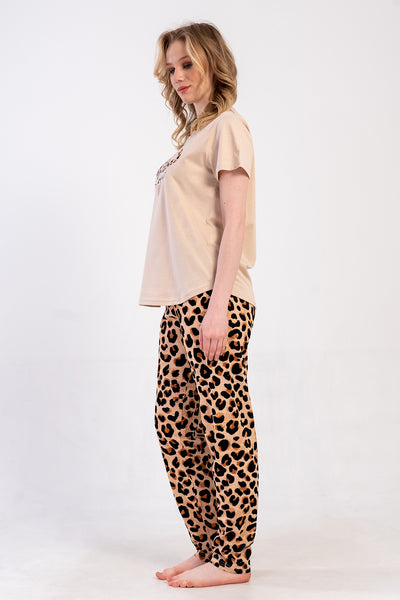FEMEIE P.SUPREM BATTAL XXL GULER LA BAZA GATULUI MANECA SCURTA SET PIJAMA CU FUSTA OVALA - NEGRU