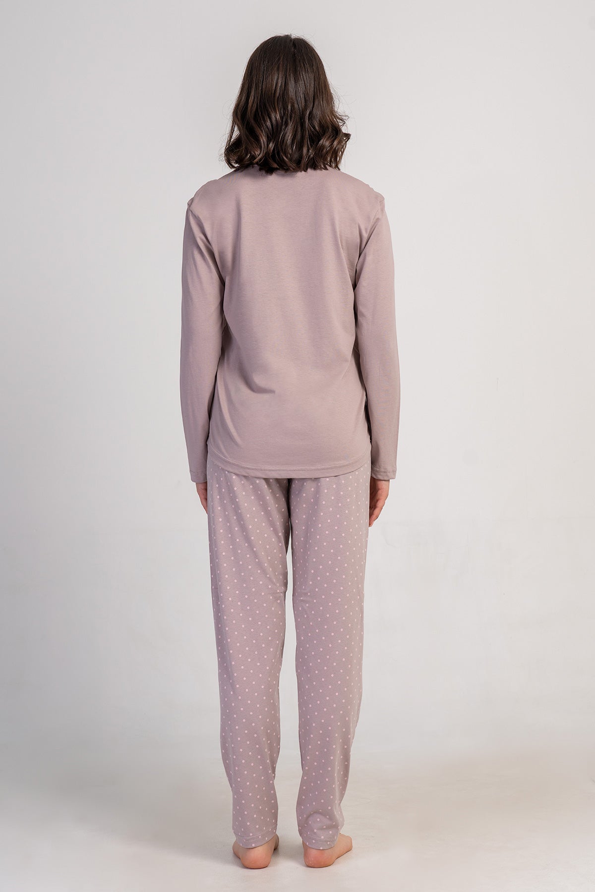 SET PIJAMALE DAMA P.SUPREM XXL, GULER LA BAZA GATULUI, MANECA LUNGA, TIV OVAL - CAFELIU DESCHIS