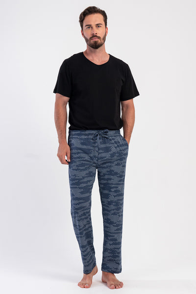 PANTALONI DE PIJAMALE DE BĂRBAȚI CU BUZUNARE SUPREM XXL SINGLE - ALBASTRU ÎNCHIS