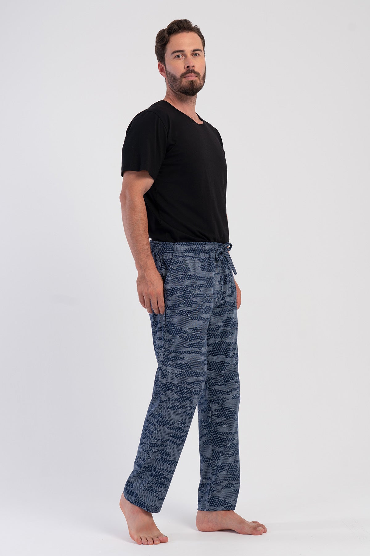 PANTALONI DE PIJAMALE DE BĂRBAȚI CU BUZUNARE SUPREM XXL SINGLE - ALBASTRU ÎNCHIS