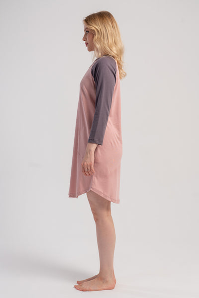 KADIN P.SUPREM 7/8 REGLAN KOL ETEGI OVAL CEPLI TUNIK - PINK