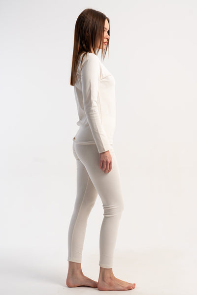 SET DE DAMĂ TERMO CU MÂNECĂ LUNGĂ ȘI PANTALONI LUNGI REIAT - ALB