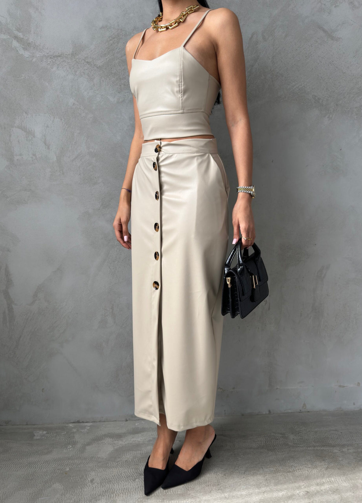 Beige Leather Handled Crop