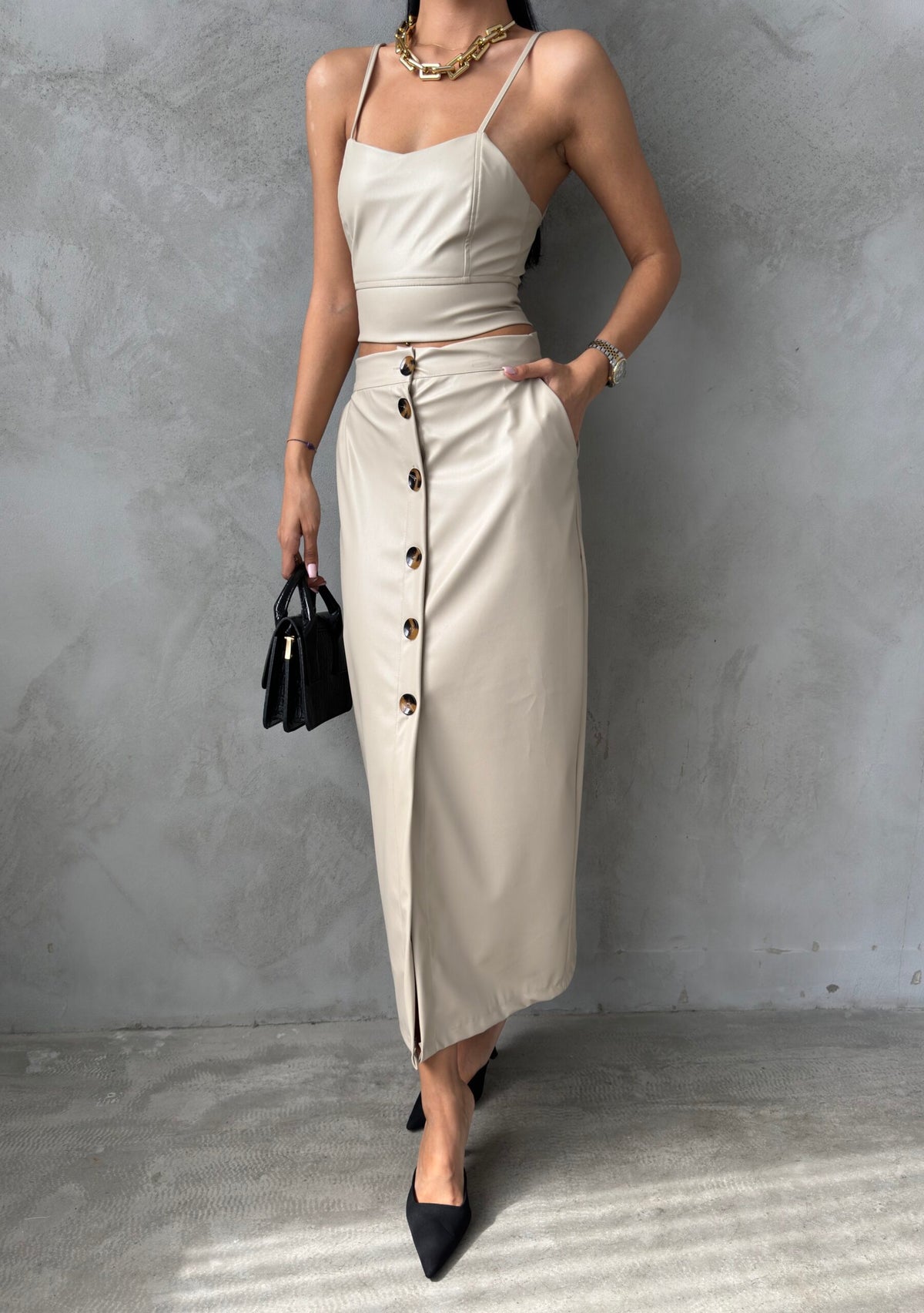 Beige Leather Handled Crop