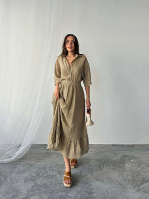 Set fustă kaki din Tencel