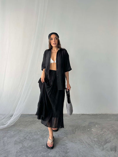 Set fustă neagră din Tencel