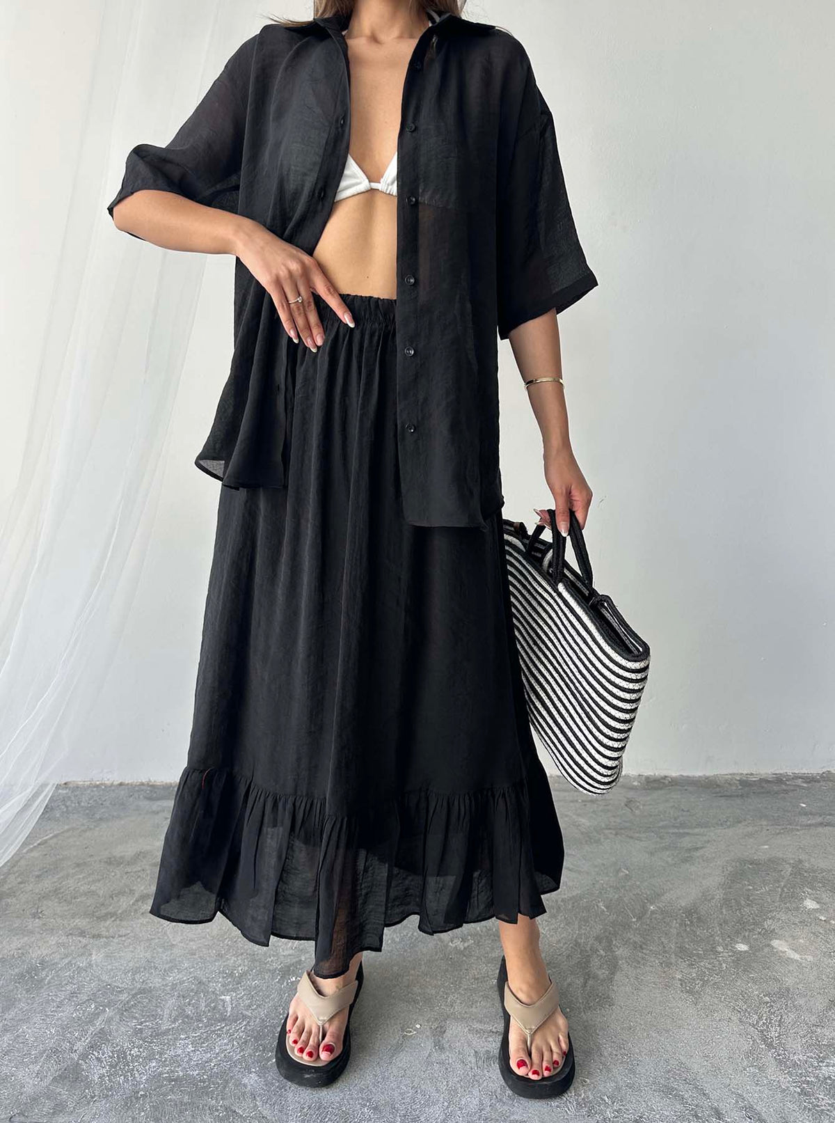 Set fustă neagră din Tencel