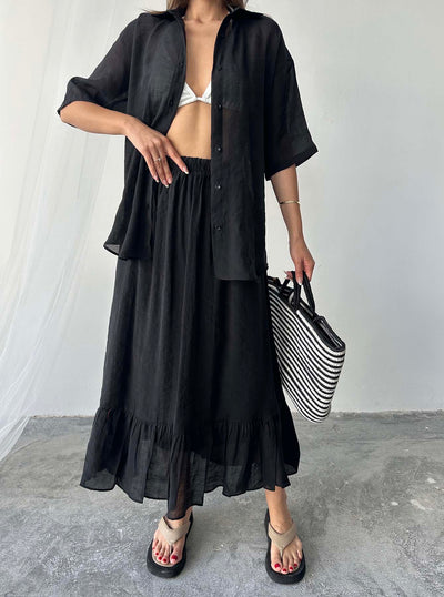 Set fustă neagră din Tencel