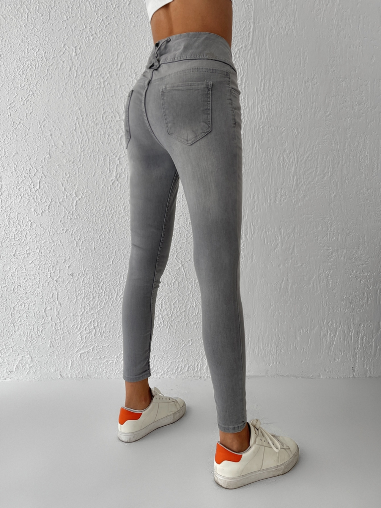Yüksel Bel Likralı Kot Pantolon (Gri), 5404