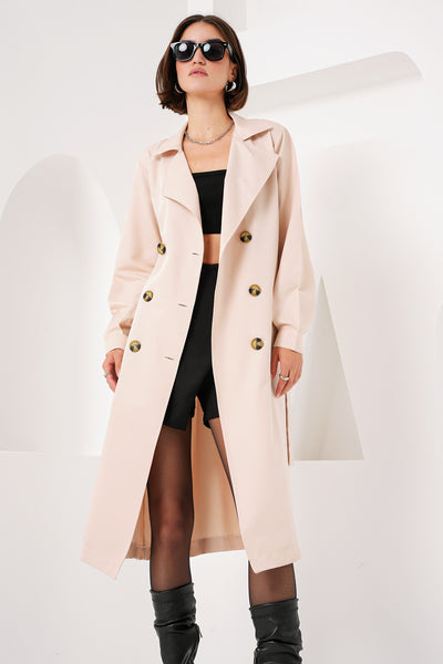 5853 Double-Breasted Trench Coat - Beige