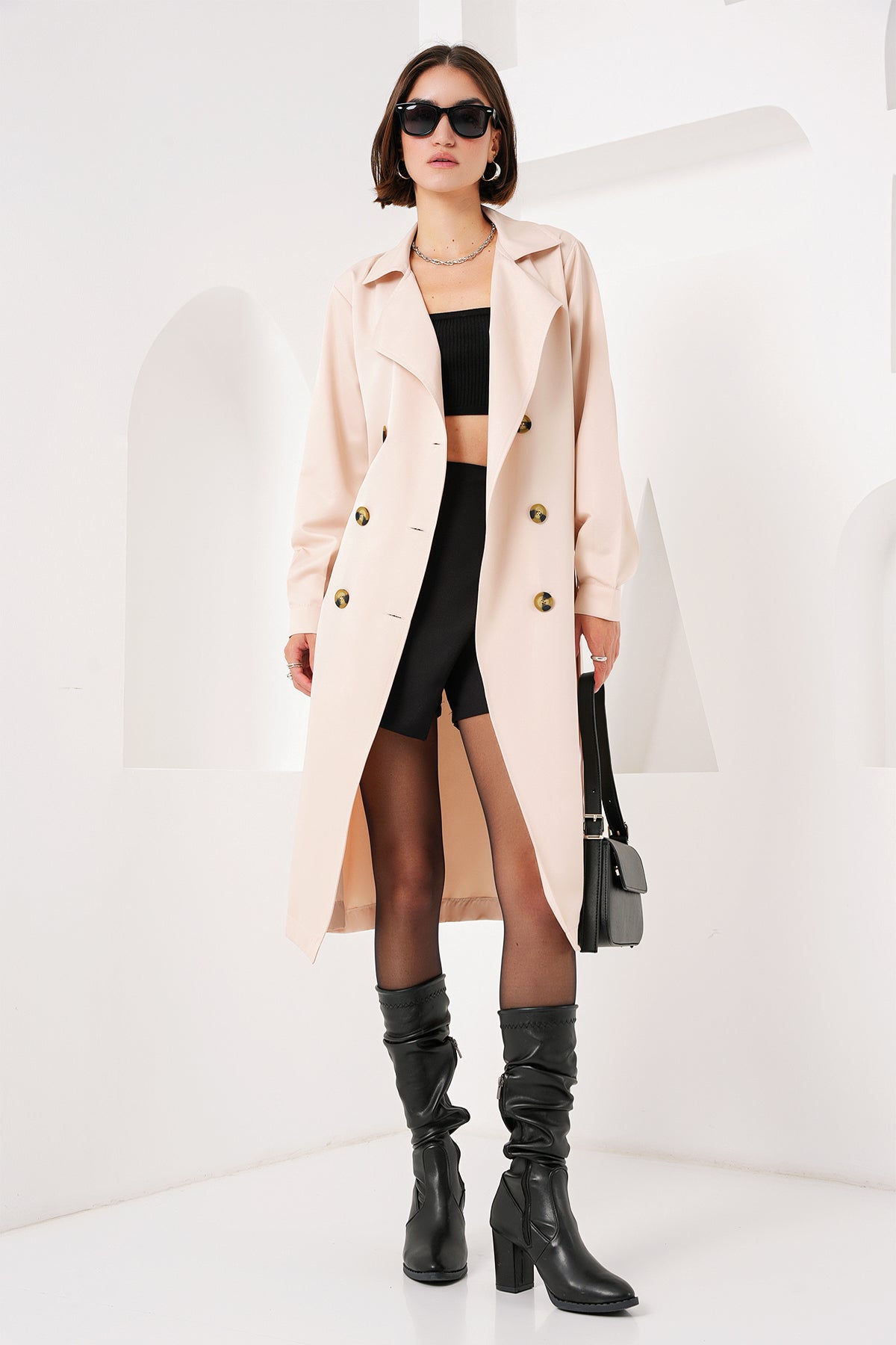 5853 Double-Breasted Trench Coat - Beige
