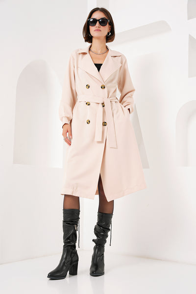 5853 Double-Breasted Trench Coat - Beige