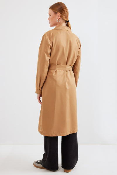 5853 Trenchcoat cu Guler Cruce - Taupe