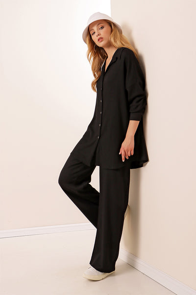 5858 Compleu Tricot Două Piese - Negru