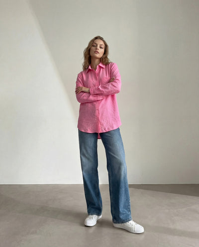 Pembe Cepli Oversize Gömlek