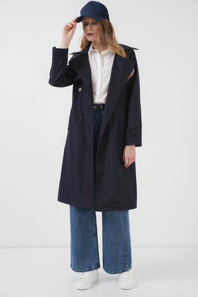 Trench cu două rânduri de nasturi 5918 - Bleumarin