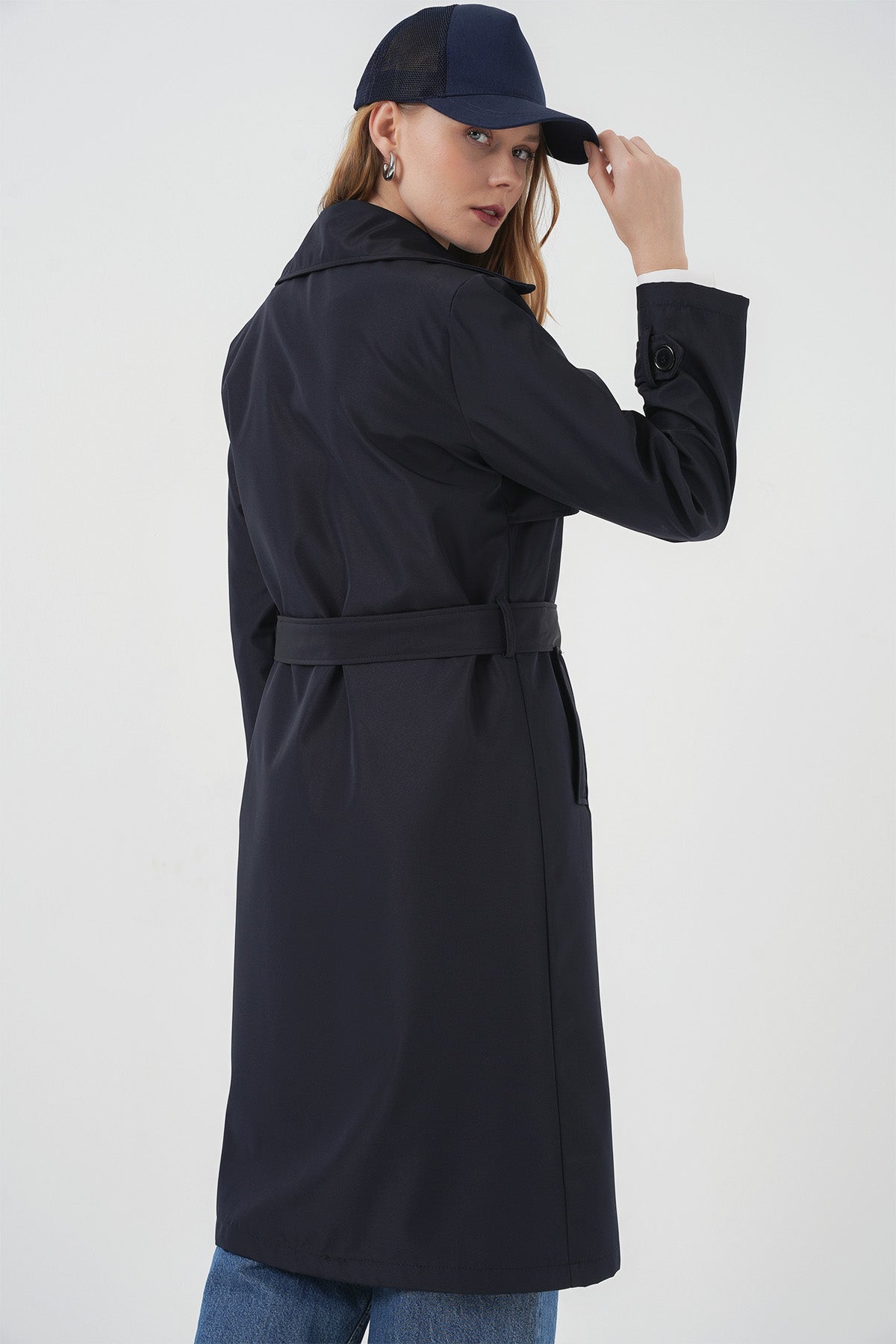 Trench cu două rânduri de nasturi 5918 - Bleumarin