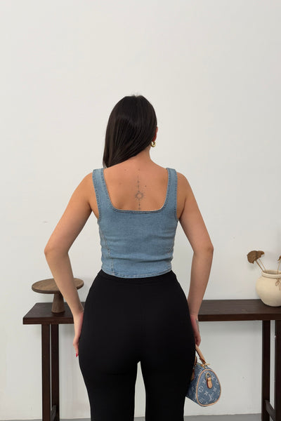 Bustier Denim cu Fermoar 411
