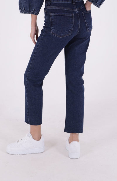 Pantaloni Denim Mom Fit cu Crac fara Cusaturi 764
