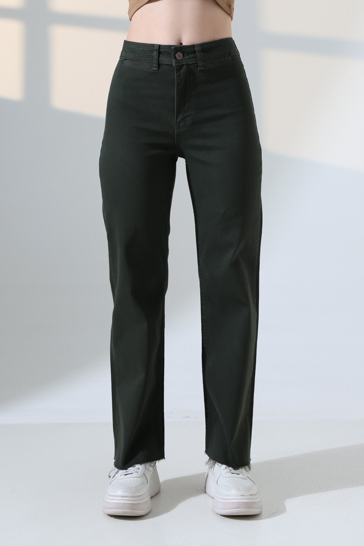 Pantalon Denim Palazzo cu Buzunare Decorative 1710