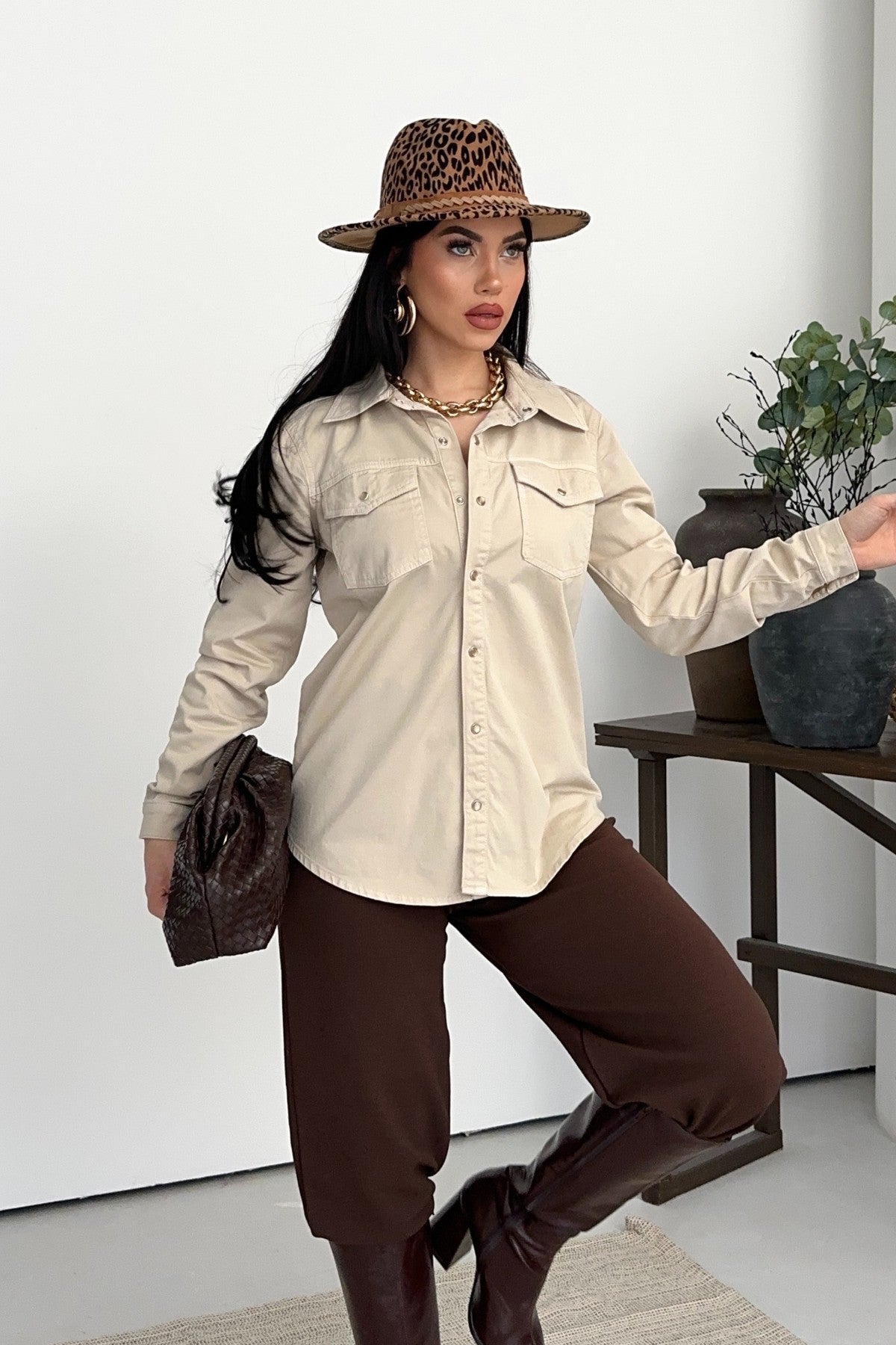 Cămașă Denim cu Capse 6013