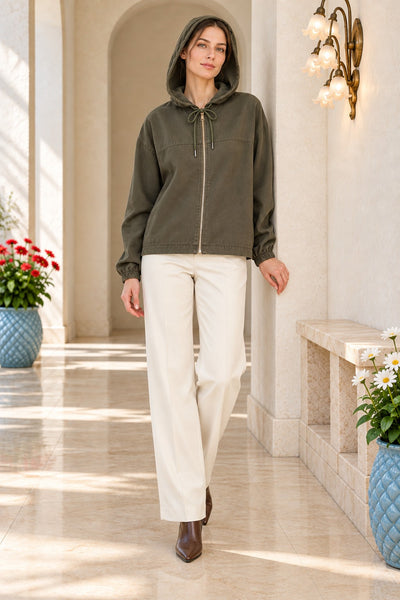 Hooded Woven Jacket with Integrated Undershirt 6392