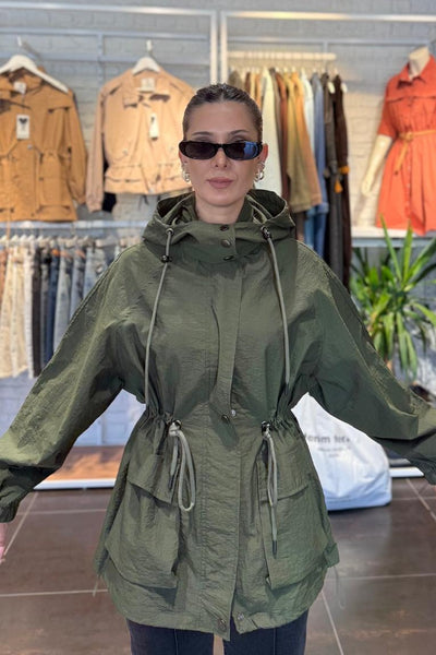 Drawstring Hooded Raincoat 6319