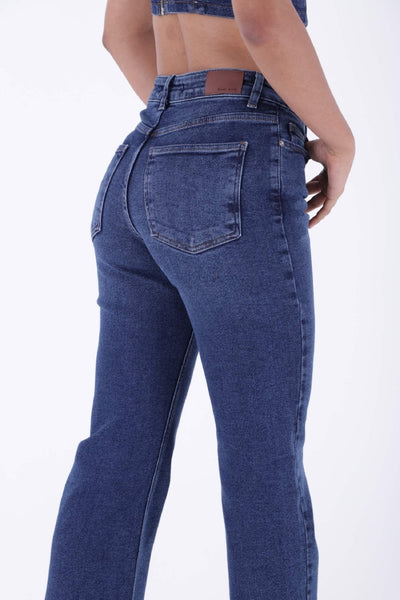 Pantalon Denim Relax Larg cu Cusaturi 7026