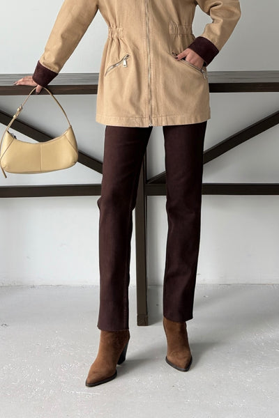 Pantalon Denim Mom Fit cu Detaliu Banda 7111