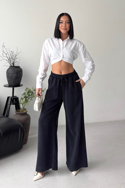 Pantaloni Palazzo cu Talie Elastică 7150