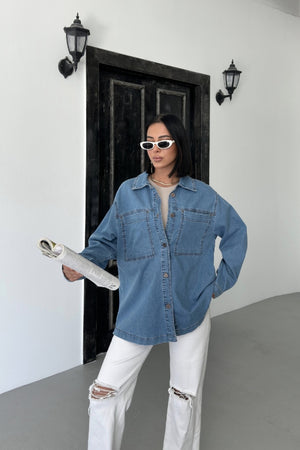 Cămașă din denim cu buzunare 6097