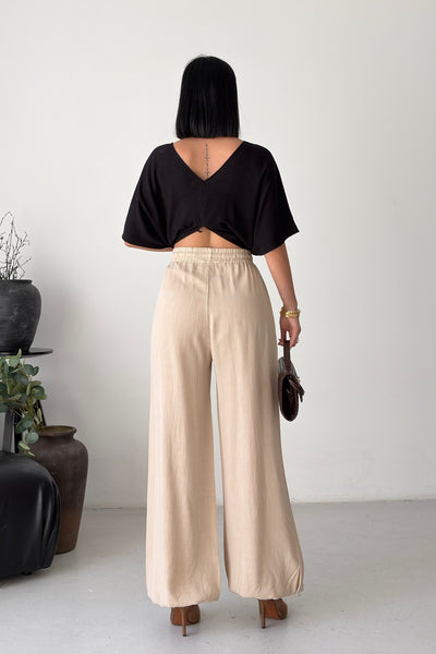 Pantaloni cu Talie si Crac Elastici HS720
