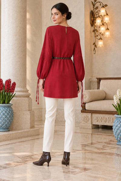 Nervürlü Tunik Bluz 456