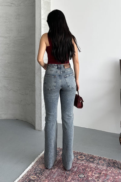 Kesik Paça Straight Fit Kot Pantolon 7114