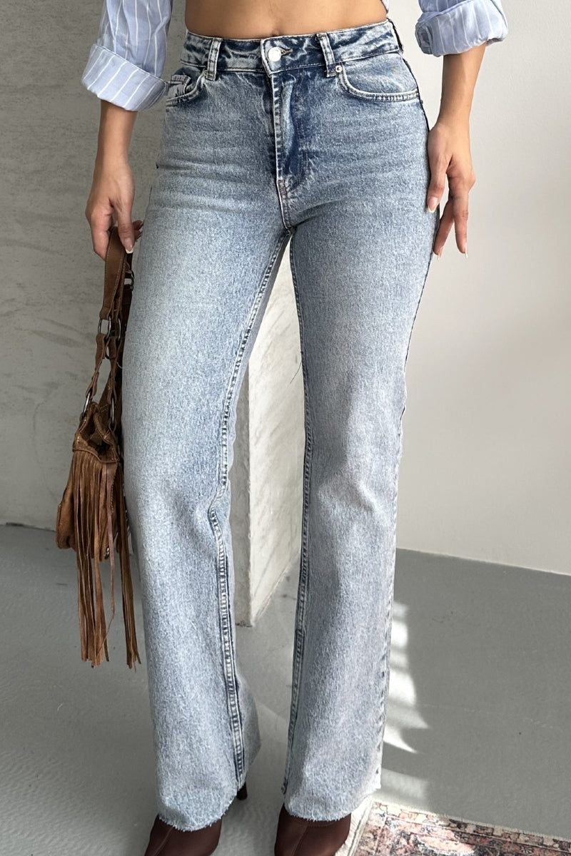 Pantalon Denim Tietura Picior Straight Fit 7114