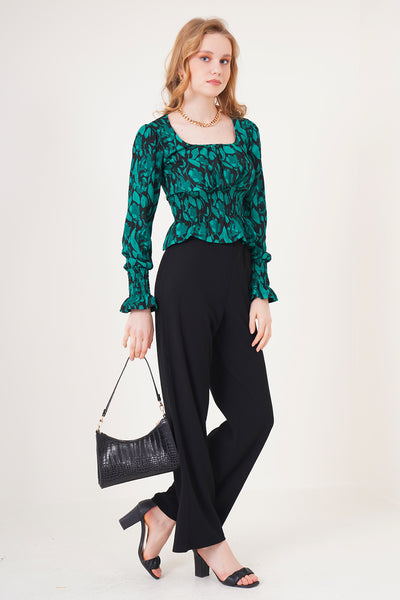 6543 Pantaloni Tricot - Negru