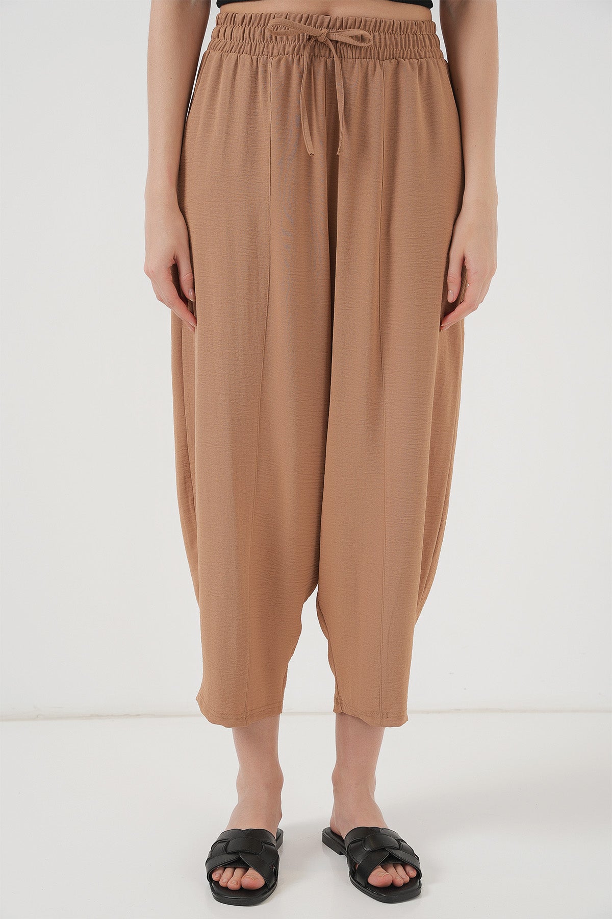 6591 Pantaloni Țesătură Salvar - Cămilă