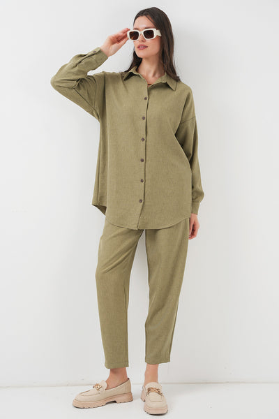 6622 Costum Din Pânză (2 Piese) - Cagla