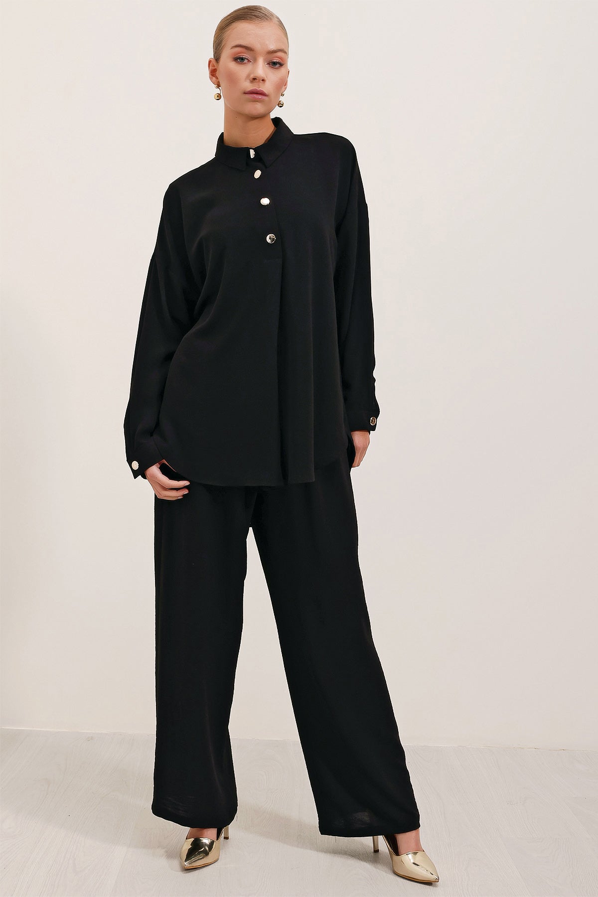 Oversize Alt-Üst Takım - Siyah