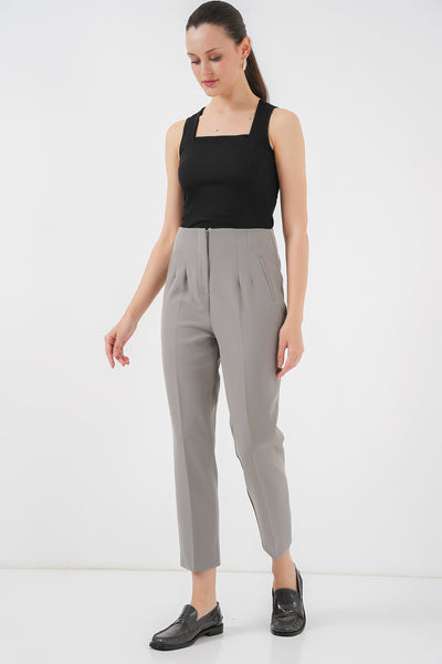 6650 Pantaloni cu talie inalta - Gri