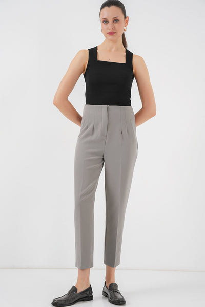 6650 Pantaloni cu talie inalta - Gri