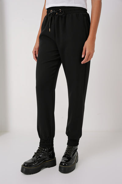 6674 Pantaloni Antrenament cu Talie Elasticizată - Negru