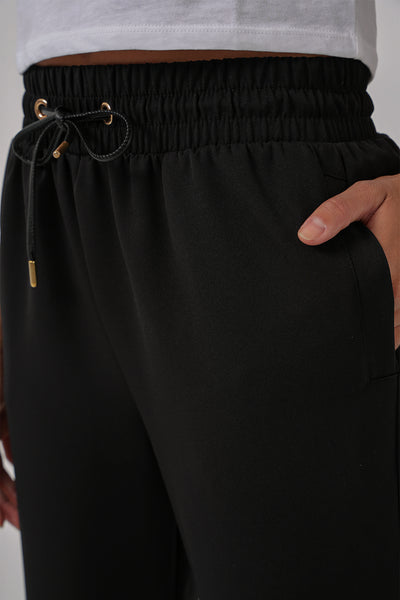 6674 Pantaloni Antrenament cu Talie Elasticizată - Negru