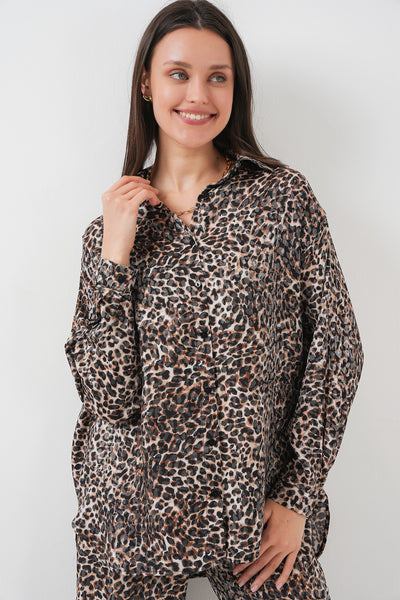 6699 Set cu model leopard - Maro deschis