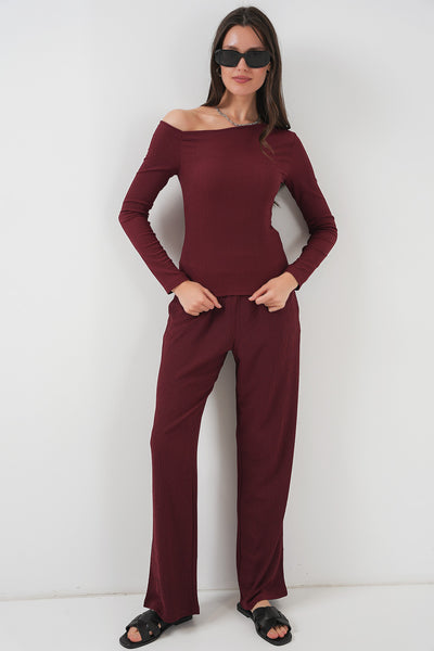 6708 Set cu umar jos - Bordo