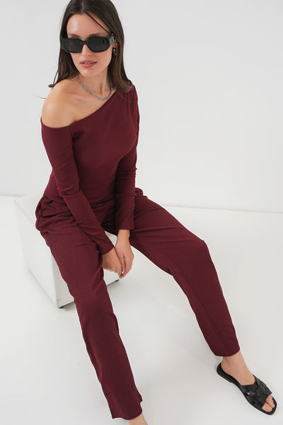 6708 Set cu umar jos - Bordo