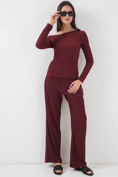 6708 Set cu umar jos - Bordo