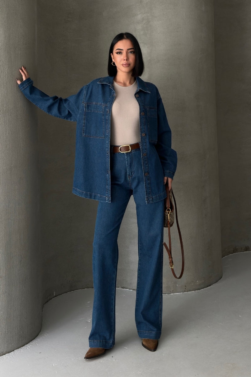 Cămașă Denim cu Buzunare 6097